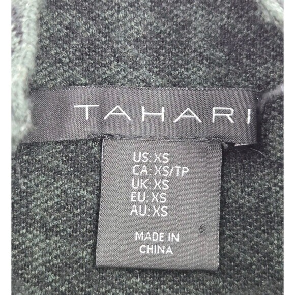 Tahari Funnel Neck Sweater Womens Size XS Green Houndstooth Fall Winter Academia - Picture 3 of 6